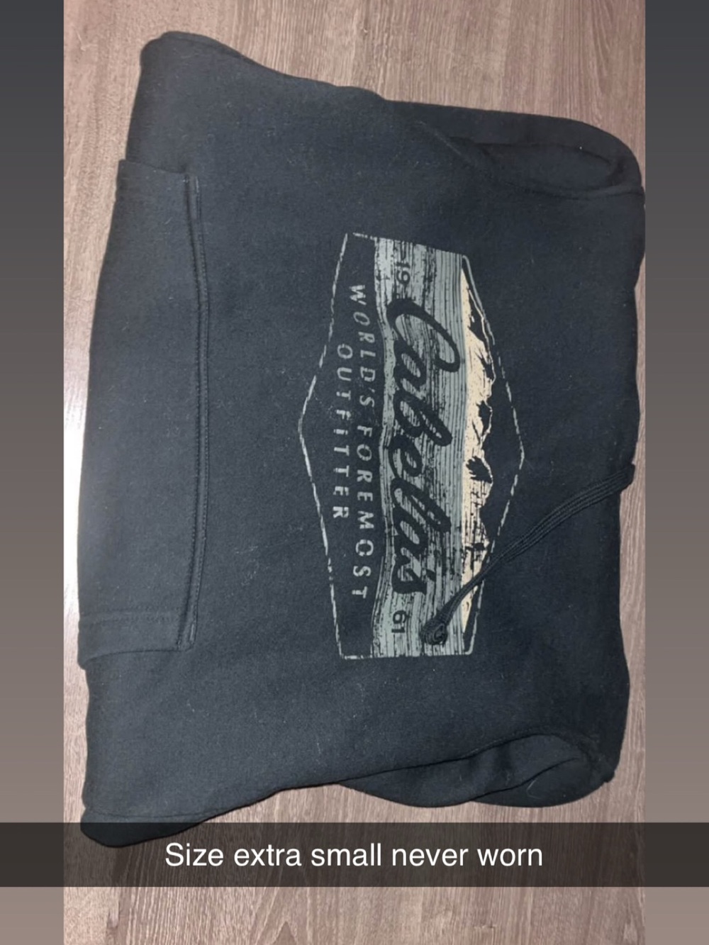 Cabela's Black Pullover Hoodie with Faded Logo